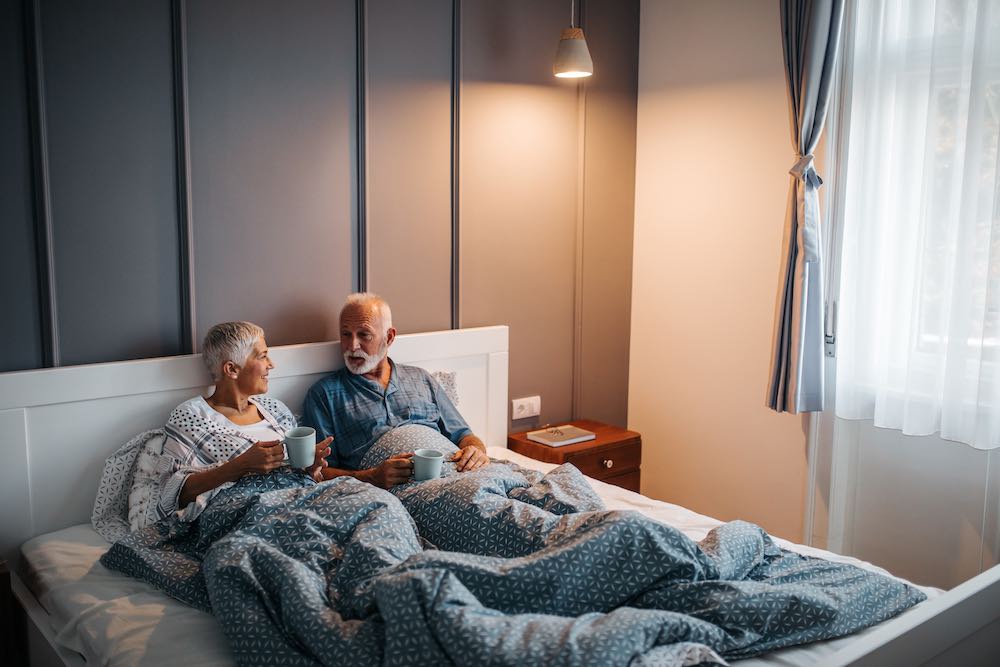 Shot of a mature couple having coffee and tea in bed
coffee is good for prostate health